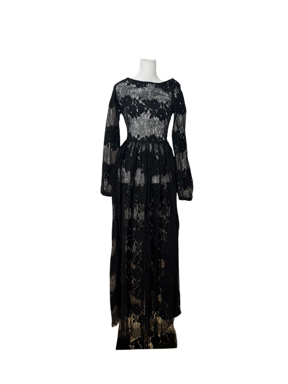 Bebe Vintage Y2K Black Sheer Lace Maxi Dress Size 4
